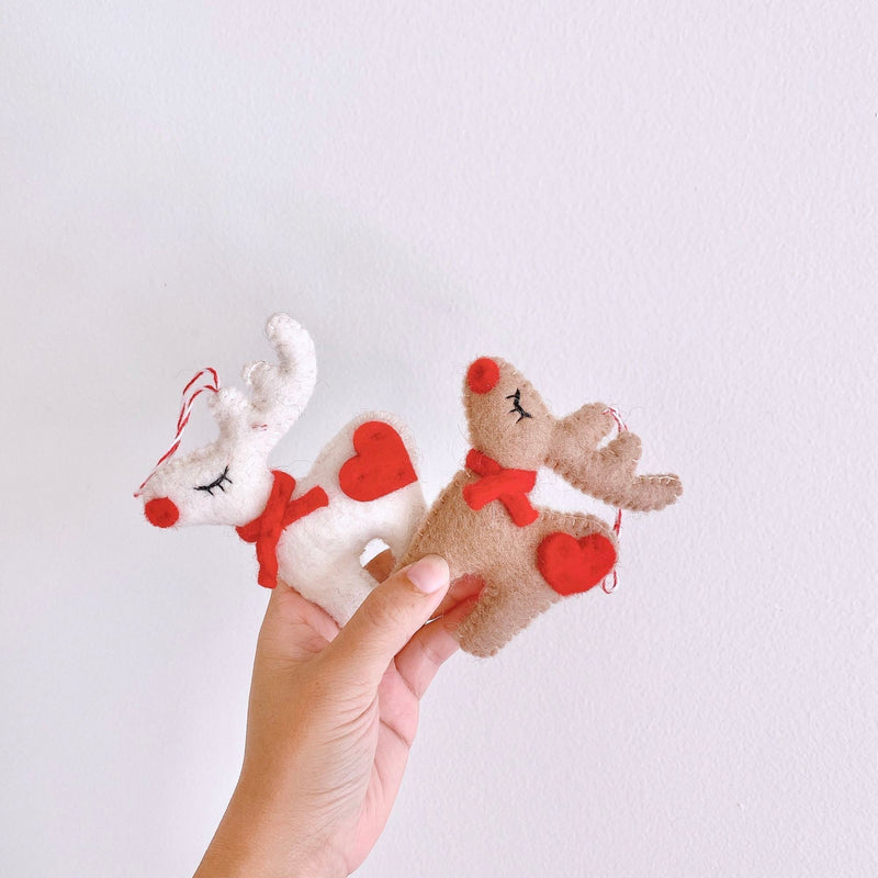 Felt Ornament - Smiley Reindeers