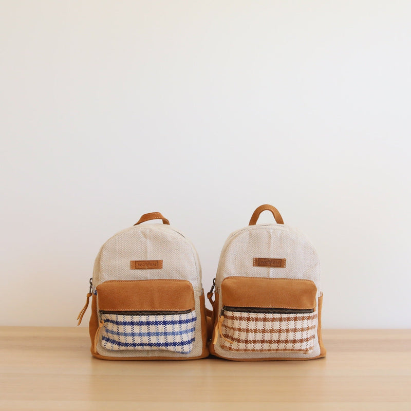 Woven Mini Backpack - Plaid