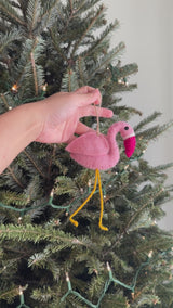 Felt Flamingo Ornament - Ganapati Crafts Co.