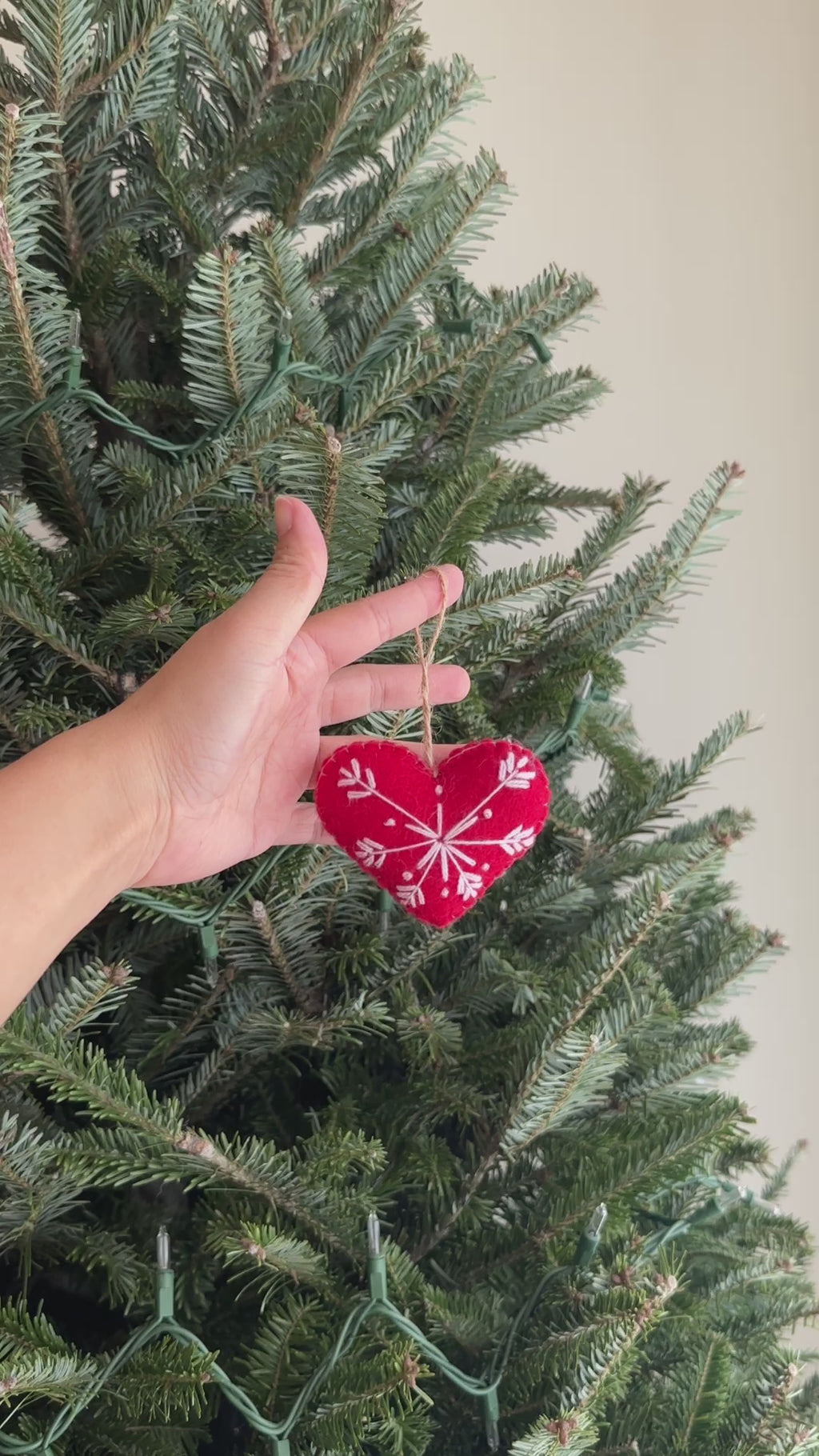 Felted Wool Snowflake Love Ornament: Unique Holiday Decor - Ganapati Crafts Co.