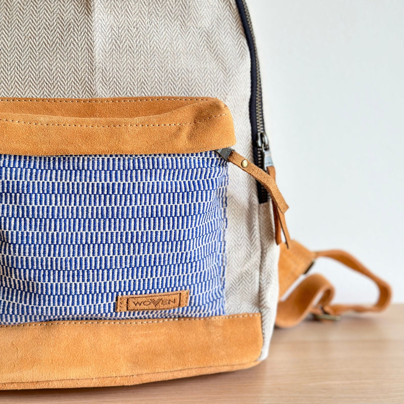 WOVEN 14" Laptop Backpack - Blue Stripe