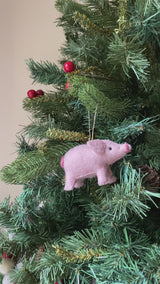 Needle Felted Pig Ornament, Holiday Ornament by Ganapati Crafts Co.