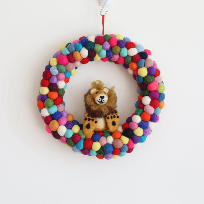 Felt handmade pompom Christmas wreath - Ganapati Crafts Co.