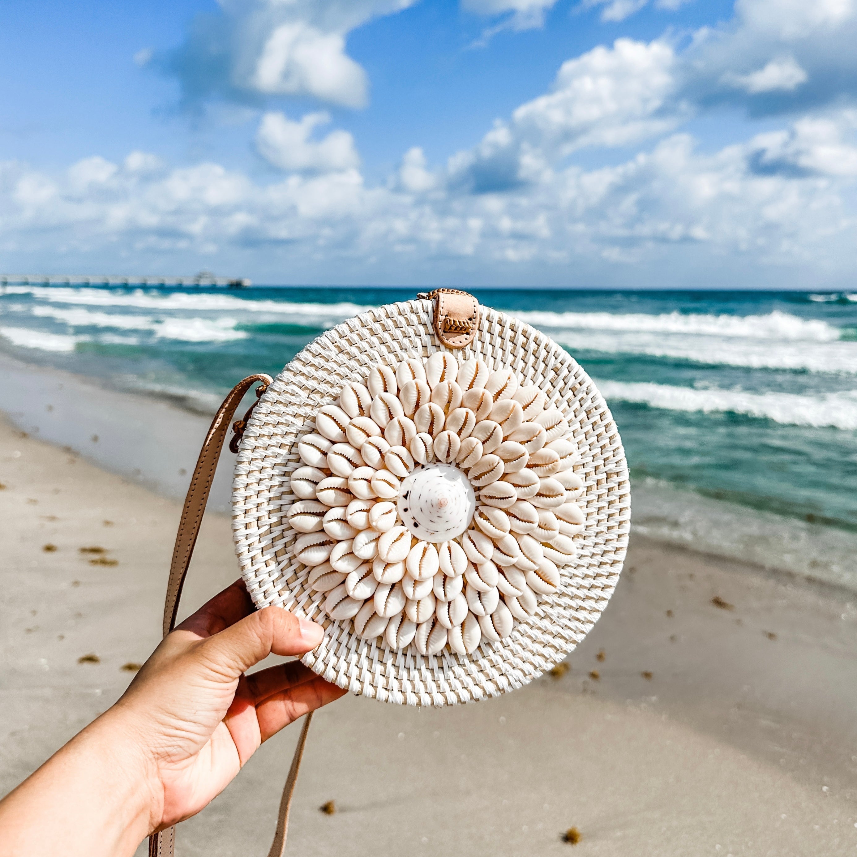 Balinese Hand Crafted Rope Net Bag of Shells - Bali Seashells in