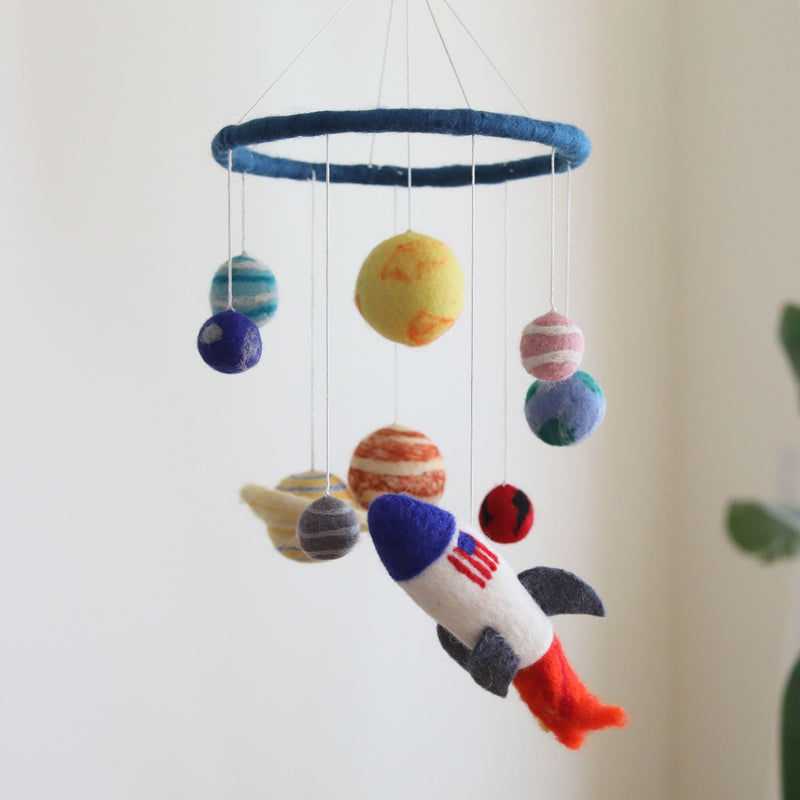 Solar System Rocket Baby Mobile - Ganapati Crafts Co.