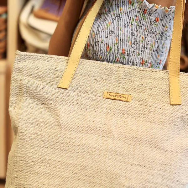 WOVEN jute tote bag - Big Premium Quality Unique Handmade Gifts And Accessories - Ganapati Crafts Co.