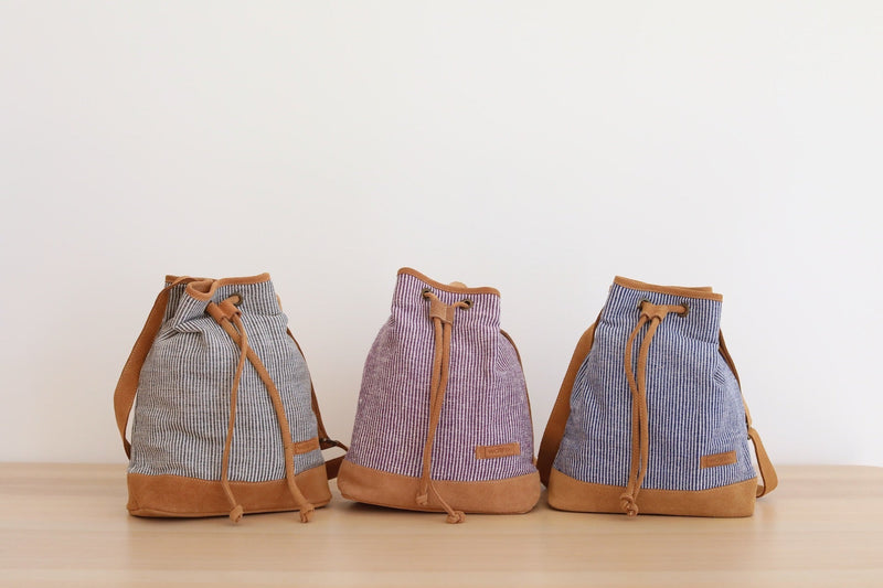 WOVEN Drawstring Bucket Bag - Sally - Ganapati Crafts Co.